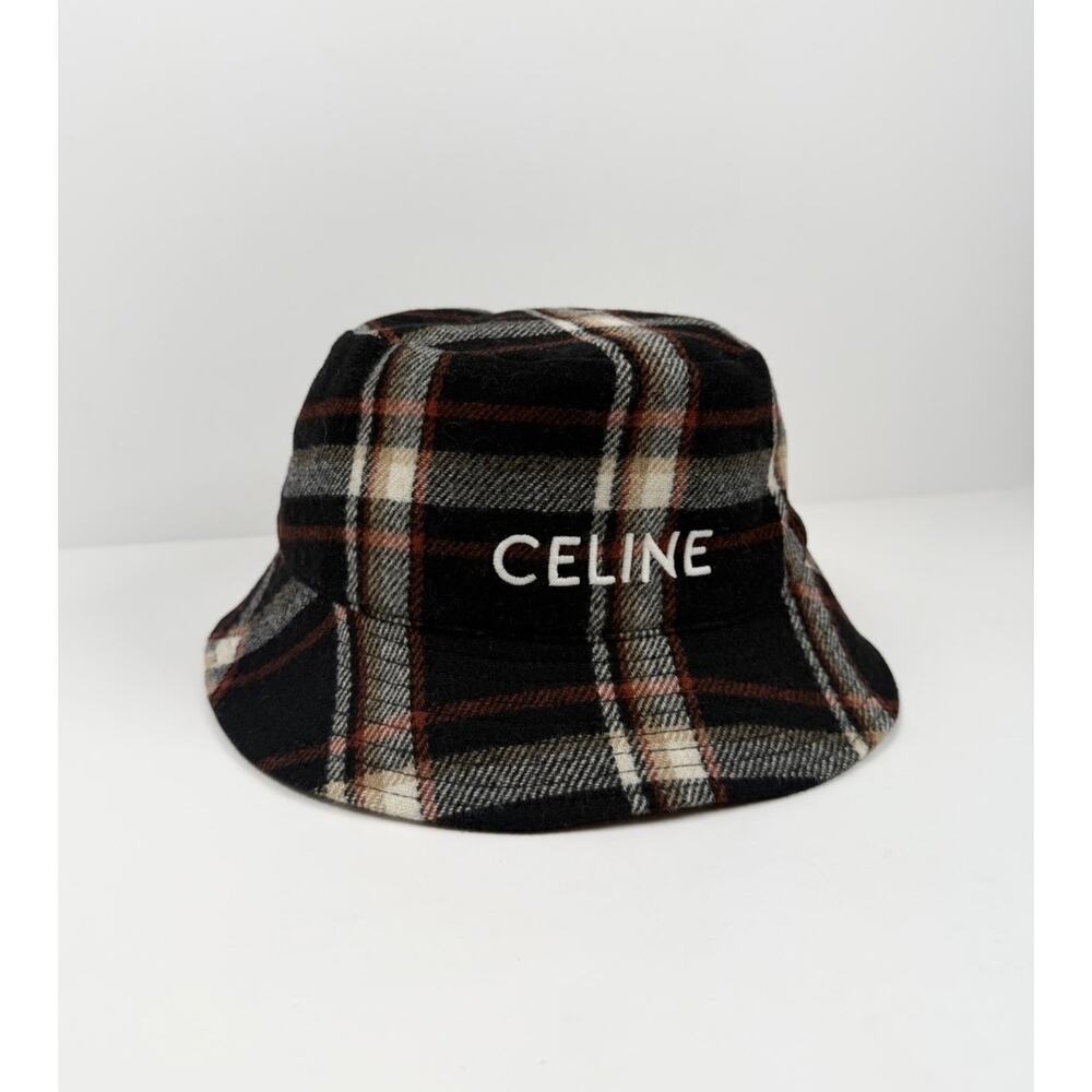 Celine Wool Plaid Bucket Hat Size M - Picture 4 of 8